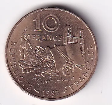 France 10 Francs 1985 Victor Hugo Commemorative issue rare old issue unc coin #M-412