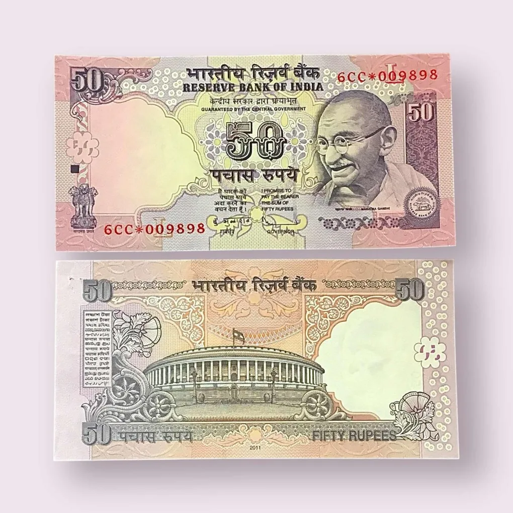 Rs 50 Star Replacement Low Serial 009898 Prefix 6CC Signed by D Subbarao Year 2011 Issue Gem Unc