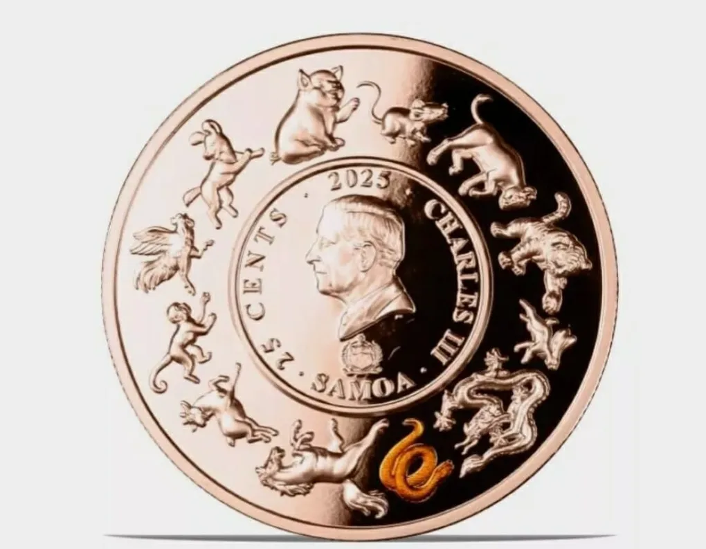 Samoa 2025 25Cents copper coin-The year of snake &King Ksitigarbha weight 45 gram beautiful proof set