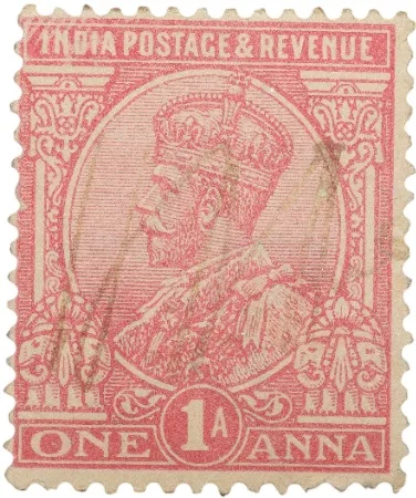 Postal Stamp of George V 1 Anna Pink Colour - Used Condition as per Image.