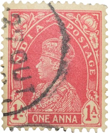 Postal Stamp of George VI 1 Anna Red Colour - Used Condition as per Image.