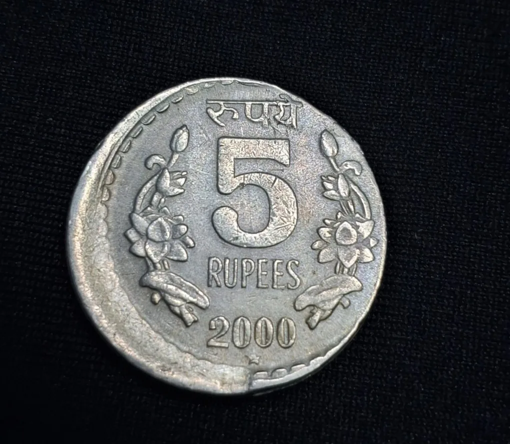 Rare 5 Rupee 2000 Hyderabad Mint Off Centre Error Coin