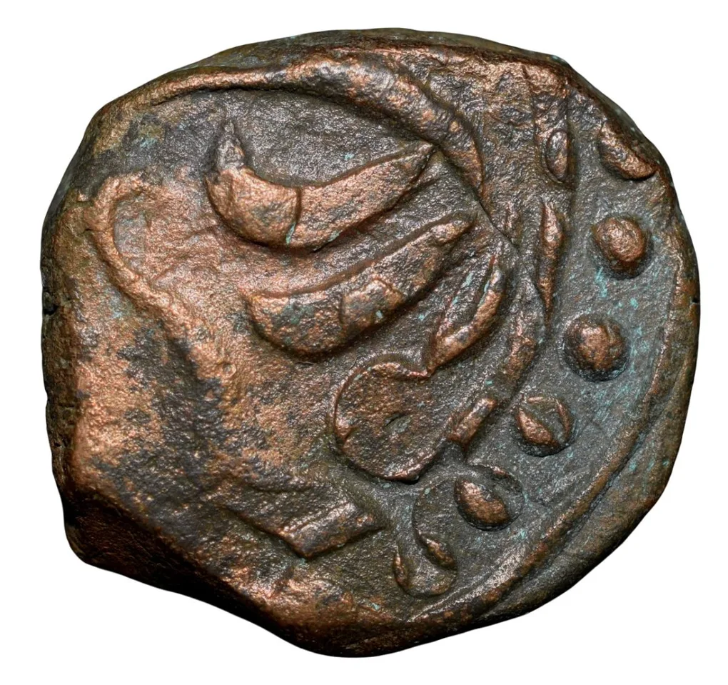 Double-Struck Error Copper Paisa of Gwalior State (17th - 18th Cen. AD) of Jawad Mint with Scimitar