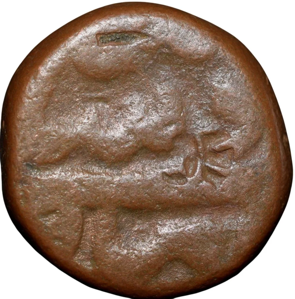 Counter-Struck Error Copper Dam of Muhammad Shah(AD1719-1748) of Elichpur Mint KMA430.1