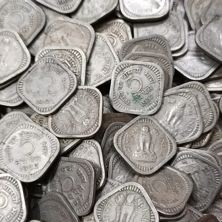 Five Paise Copper Nickel 50 Pcs Given Mix Year Mix Mints Include Scare Good Condition Coins
