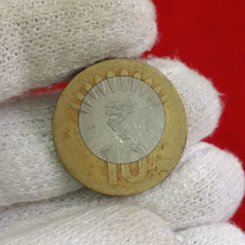 Ten Rs Error Coin Heavy Shifted 2019 Year RBI Mistake