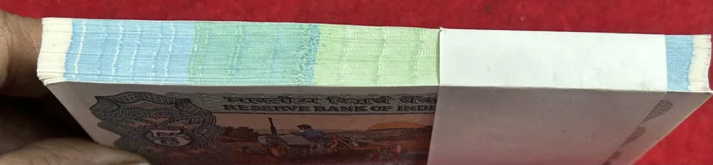 5 Rupees Tractor Issue with out pin Holl Governor Bimal Jalan Serial Gem chocolate Packet