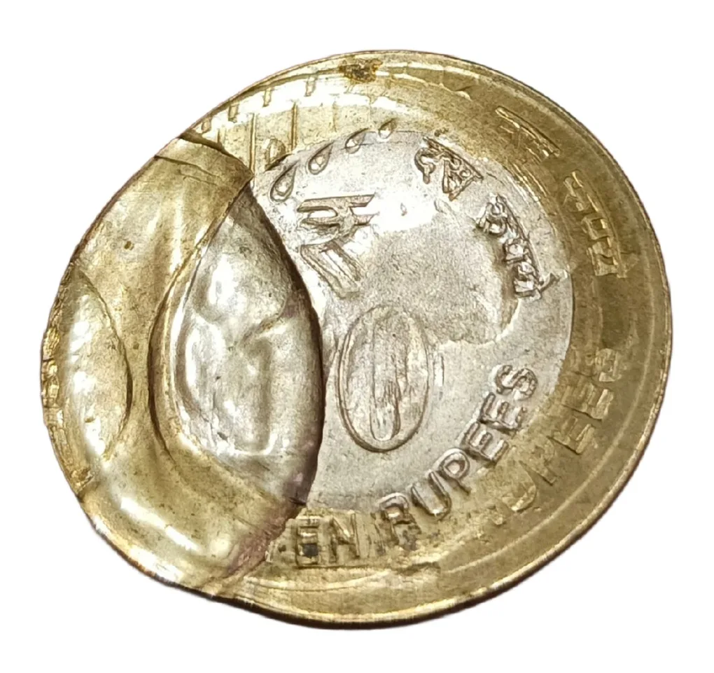 10 Rupees Bi-Metal New Issue Broad Struck, Struck Through & Multiple Strikes Errors in UNC Grade.