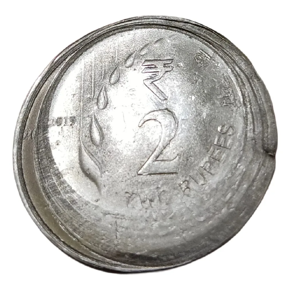 2 Rupees Fss New Issue Year 2019 Small Lion Broad Struck, Struck Through & Multiple Strikes Error **Scare** UNC Grade.