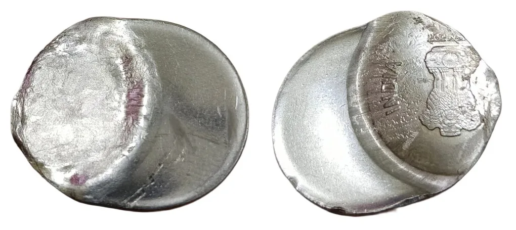 2 Rupees Fss New Issue Small Lion Die Capped Off Strike Partial Inverted 6° Clock Lakhi/Brockage Errors **V. Rare** UNC Grade.