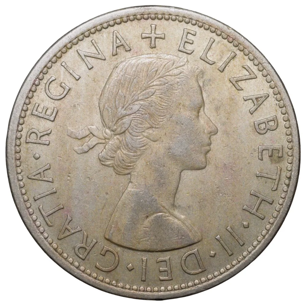 Large Copper-Nickel 1/2 Crown of Elizabeth II(AD 1956) of United Kingdom