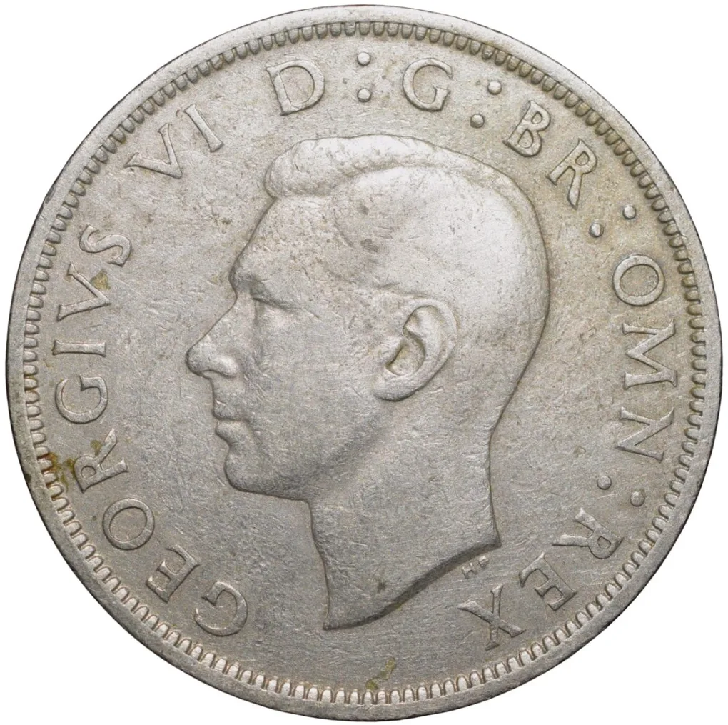 Copper-Nickel 1/2 Crown of George VI (AD 1947) of Great Brittain Large Size