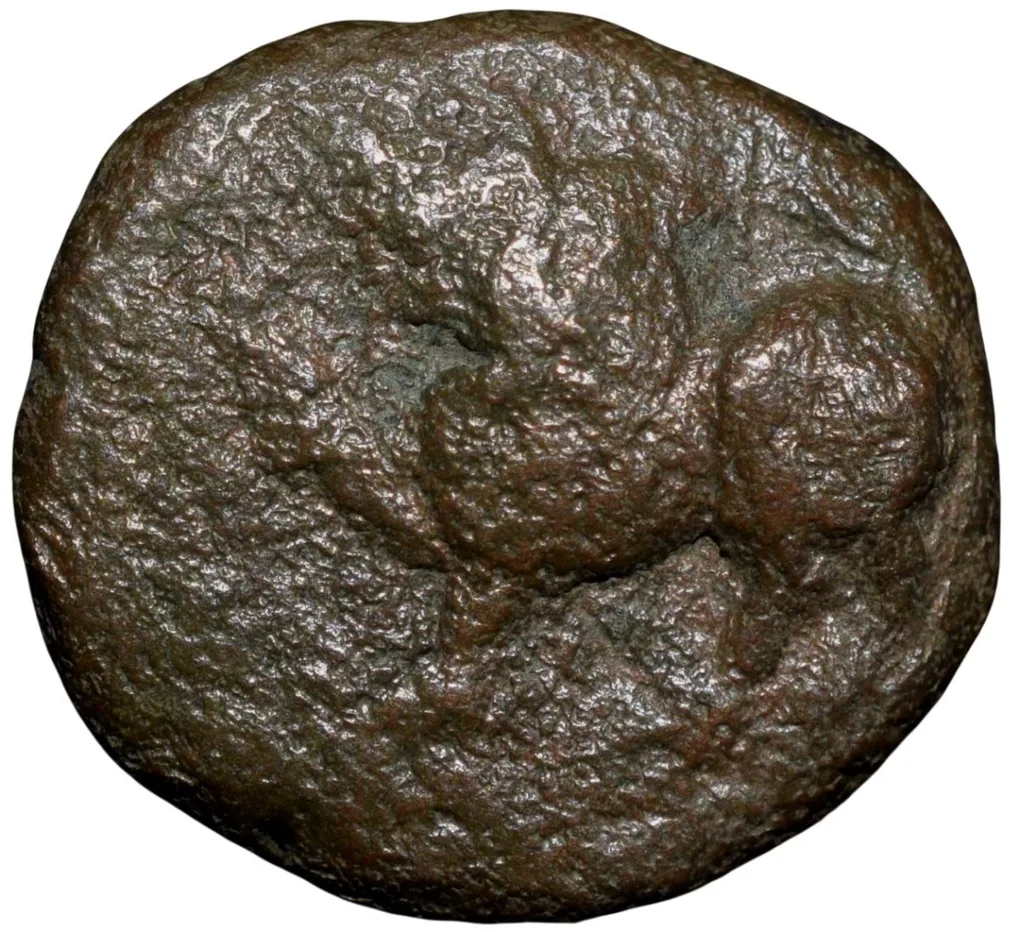 Copper Kasu of Mysore State (17th - 18th Cen. AD) with Lion with fore Pow Raised Rare
