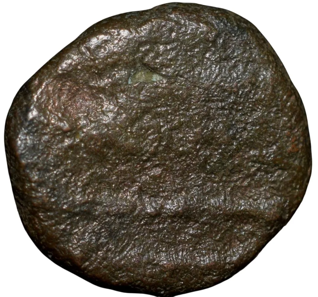 Copper Kasu of Mysore State (17th - 18th Cen. AD) with Lion with fore Pow Raised Rare