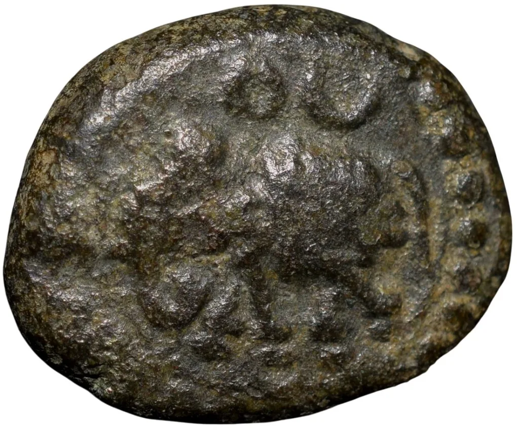 Copper Kasu of Maysore Numerical Series with Elephant (17th - 18th Cen. AD)