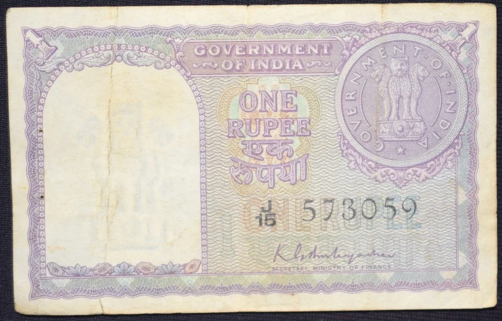 1 Rupee of Republic India (AD 1951) of K.G. Ambegaokar with 'K' Prefix Blue Colour Very Rare