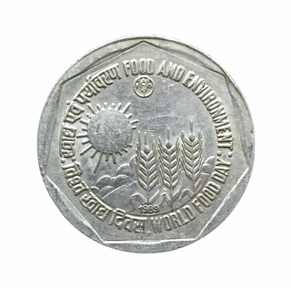 Re 1 Republic India Commemorative Coin Marking 9th World Food Day Emphasizing Food and Environment Unique and Rare