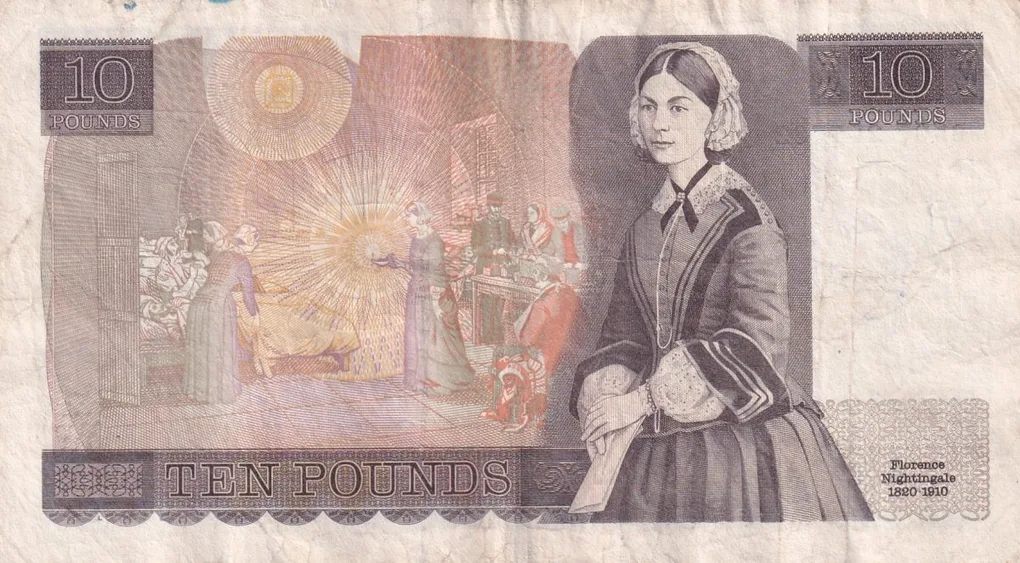 England 10 Pounds - Elizabeth II Florence Nightingale VARY Rare Note #B-2