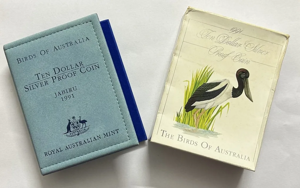 1991 Birds of Australian $10 Ten Dollar 'Jabiru' - Silver Proof Coin 20g