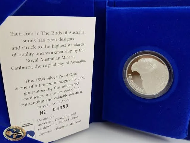 1994 Birds of Australian $10 Ten Dollar 'wedge-Tailed Eagle - Silver Proof Coin 20g