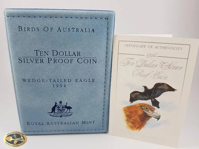 1994 Birds of Australian $10 Ten Dollar 'wedge-Tailed Eagle - Silver Proof Coin 20g