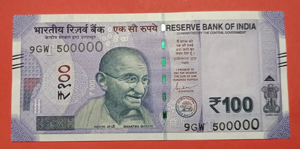 100 Rupees Super Fancy 500000 Serial Number Note Gem UNC Condition
