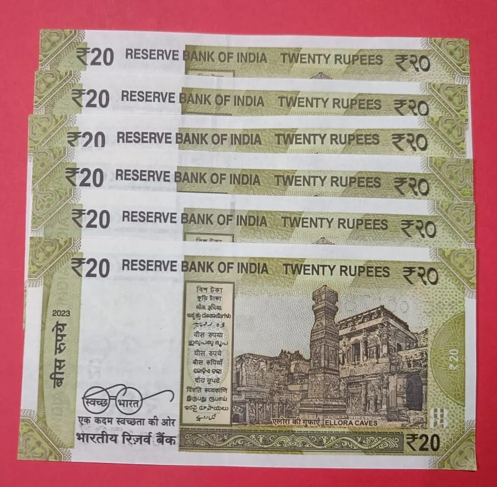20 Rs Bank Note 001786 GEM UNC Condition Set of 6 Notes