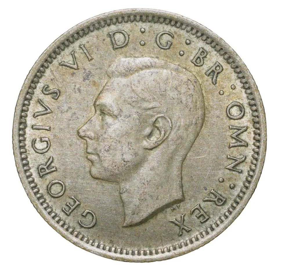 Silver 6 Pence of George VI (AD 1944) of United Kingdom