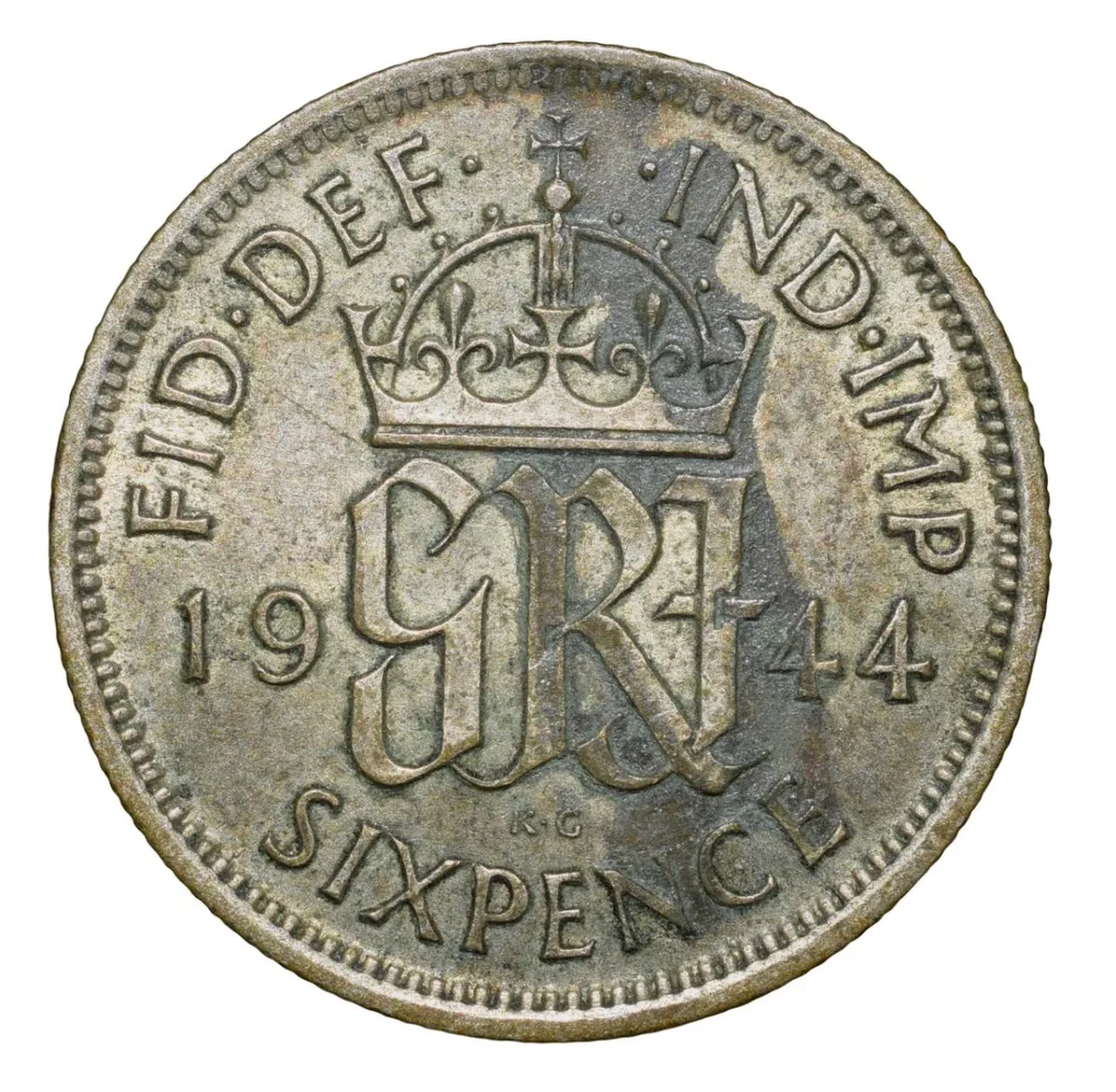 Silver 6 Pence of George VI (AD 1944) of United Kingdom