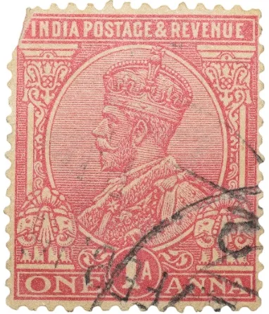 Postal Stamp of George V 1 Anna Pink Colour - Used Condition as per Image.