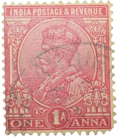 Postal Stamp of George V 1 Anna Pink Colour - Used Condition as per Image.