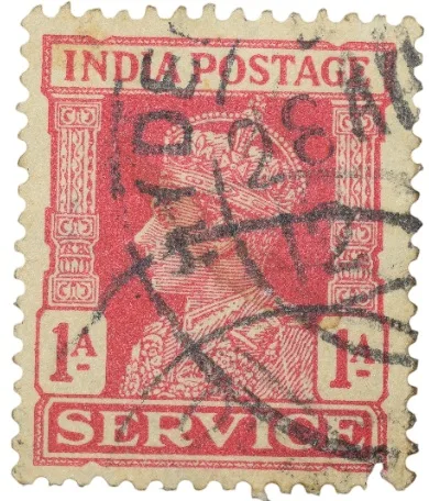 Postal Stamp of George VI 1 Anna Service Red Colour - Used Condition as per Image.