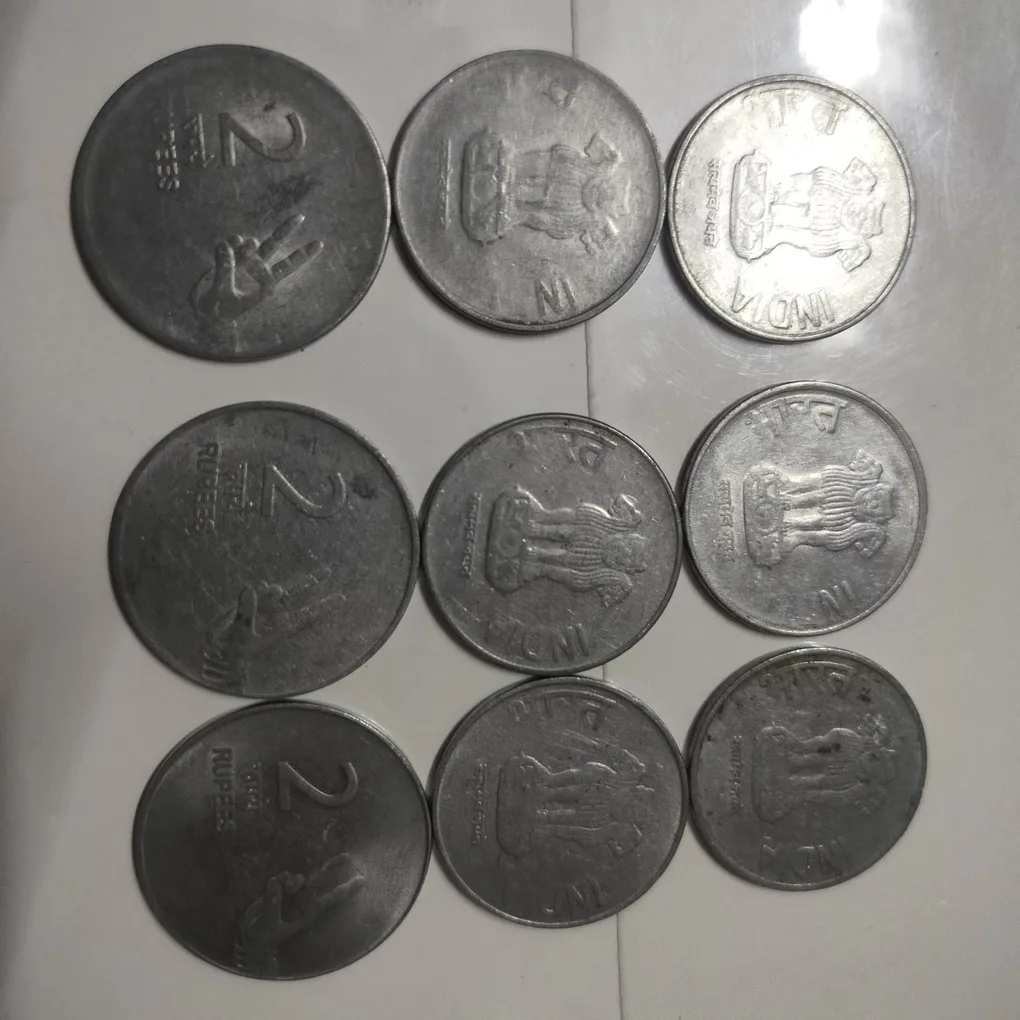9 Coins Set of 2 Rupees 2008-2016 Republic India Coinage