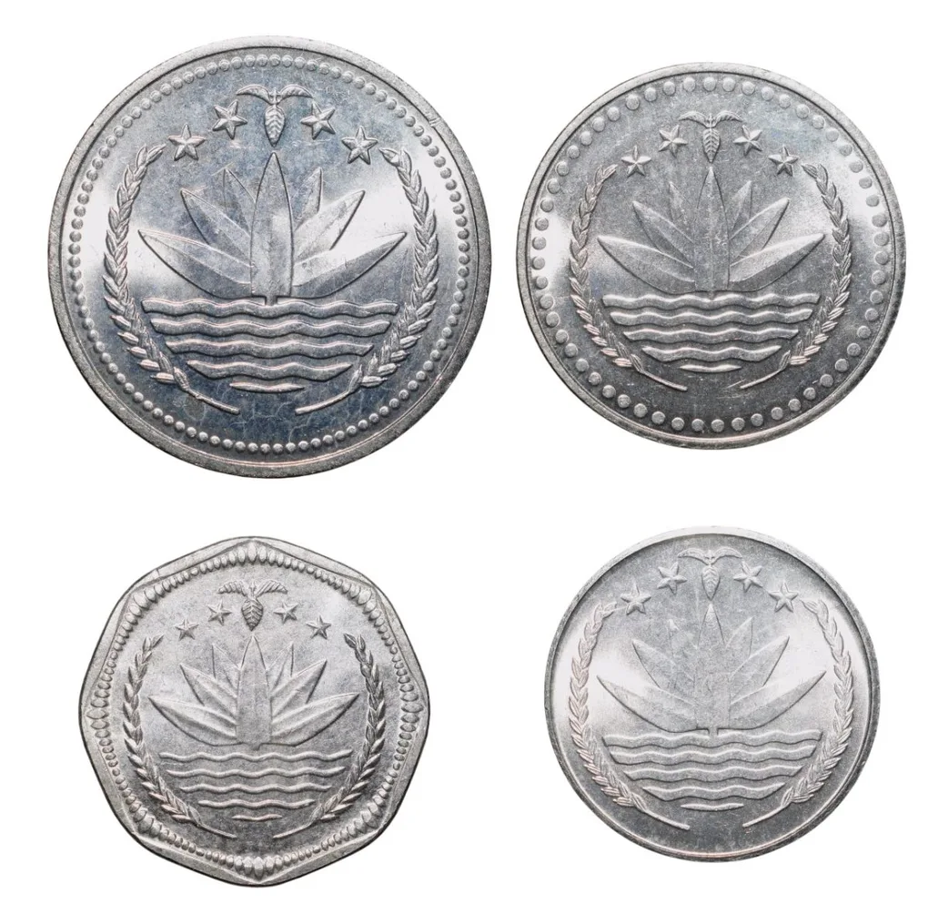 Steel 4 Coins set of Bangladesh (AD 1998-2001) in UNC Grade