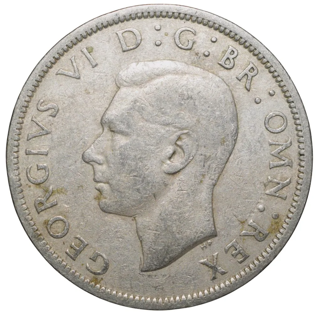 Copper-Nickel 1/2 Crown of George VI (AD 1947) of Great Brittain Large Size
