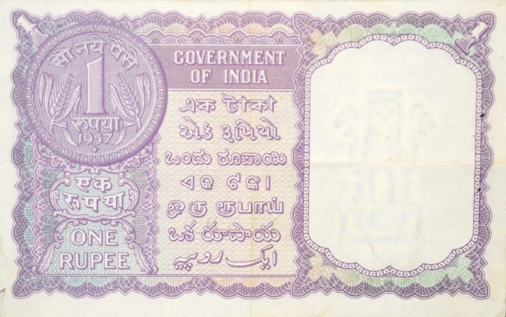1 Rupee of Republic India (AD 1957) A.K. Roy Signature - Sau (100) Naye paise in coin on the back
