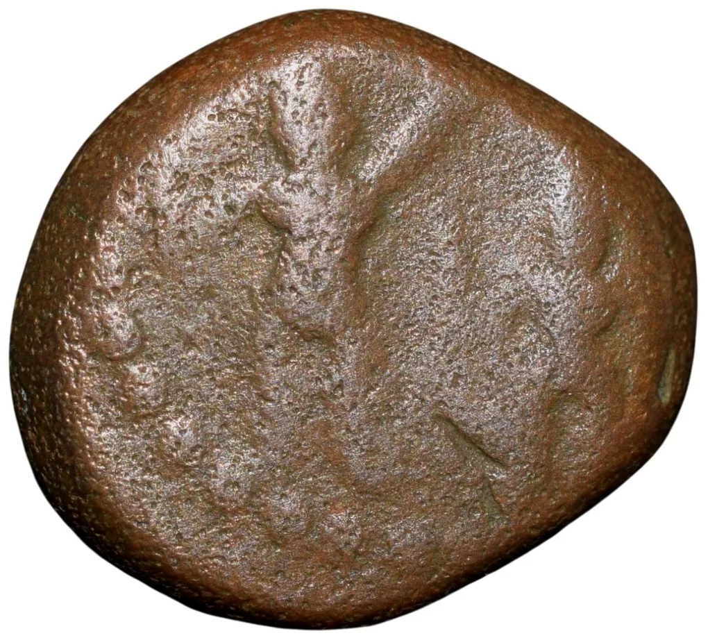 Copper Kasu of Shivaganga Raja's (16th - 17th Cen. AD) with Lord Rama & Sita standing facing