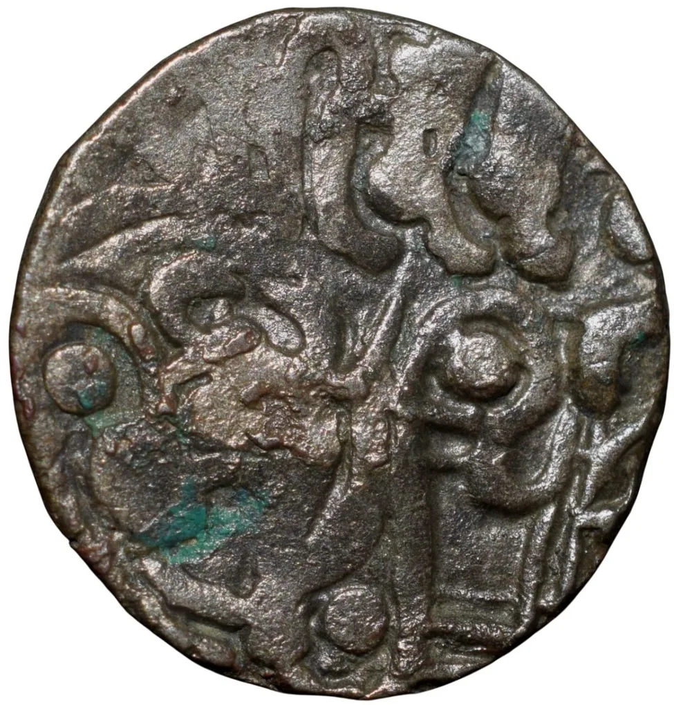Silver Coin of Samanta Deva(AD850-1000) of Ohinda Dynasty Bull/Horseman Type