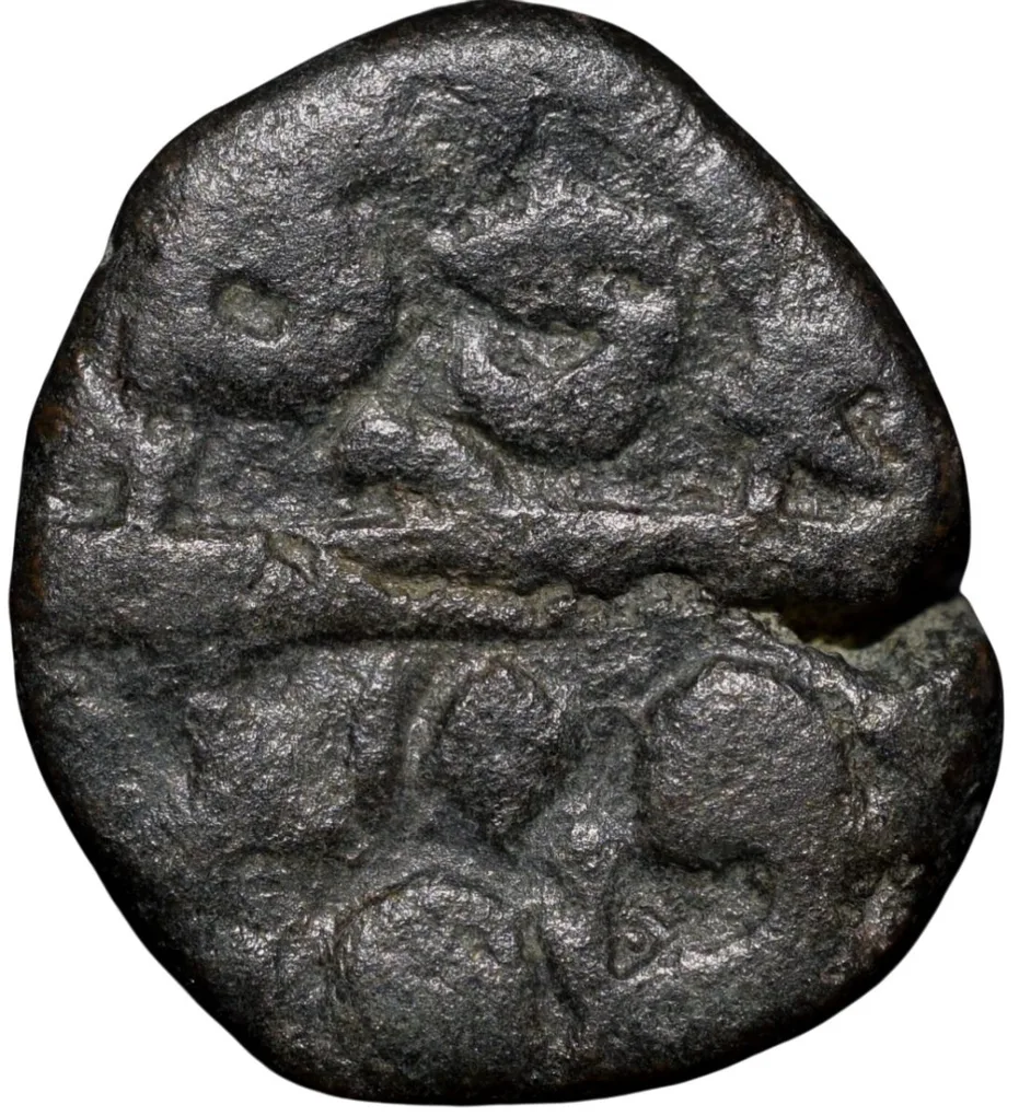 Copper 1/4 Dam of Akbar(AD 1556-1605) Hastam Hissa Type ilahi Farwardin 50 Rare