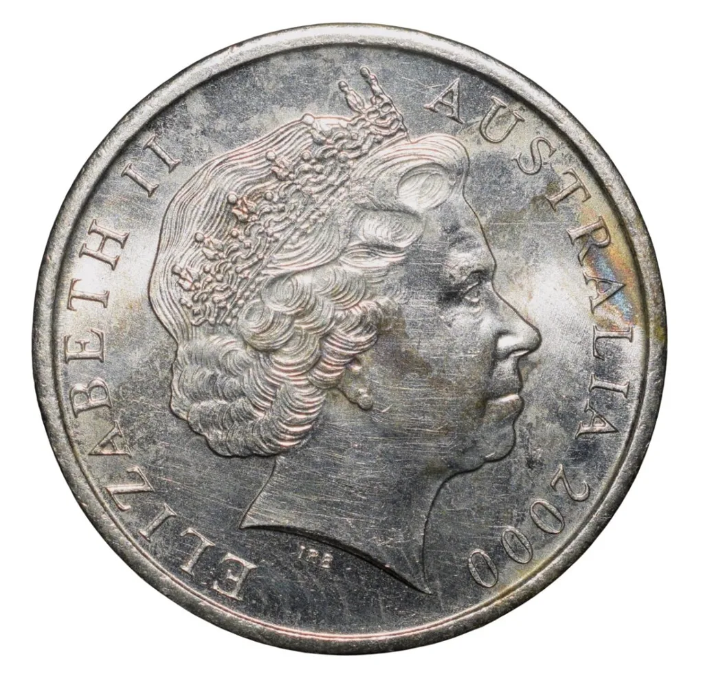 Nickel 5 Cents of Elizabeth II (AD 2000) from Australia with An Echidna (Ant Eater) About UNC Grade