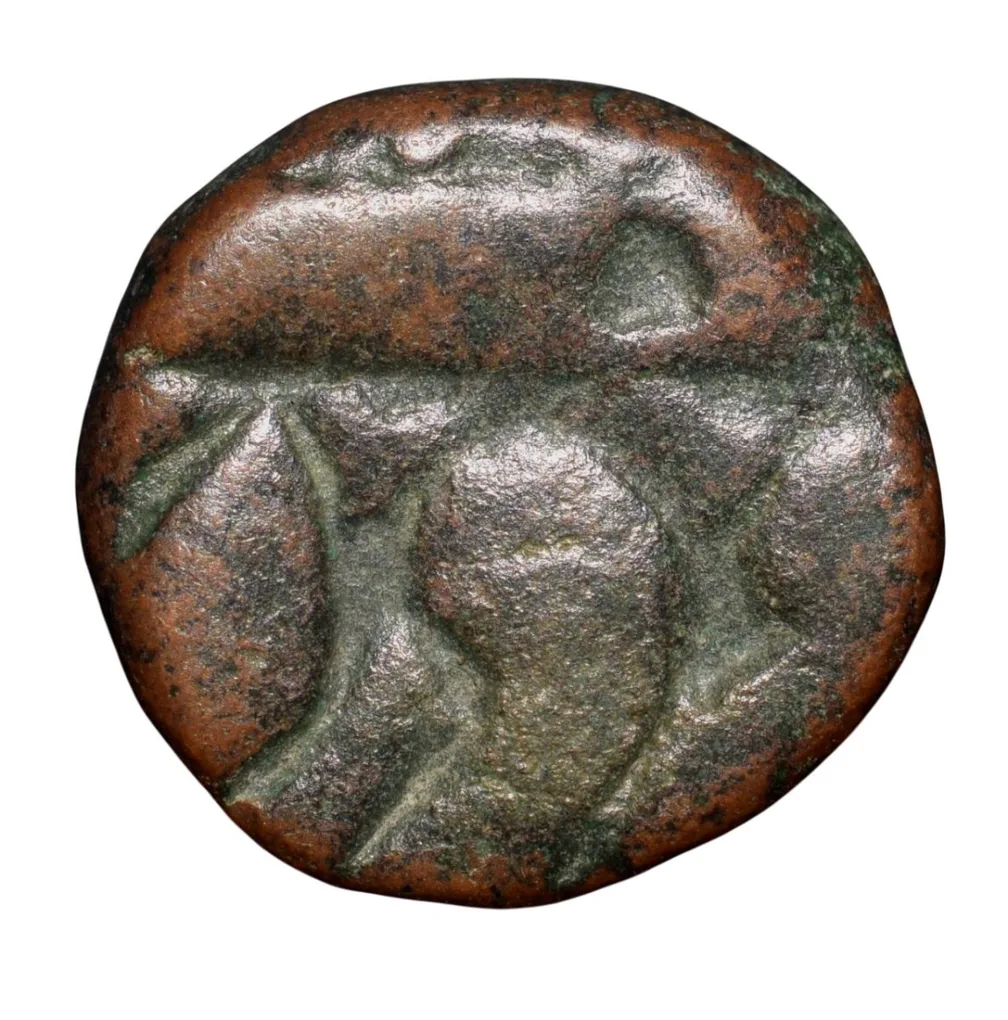 Copper 1/4 Dam of Akbar(AD1556-1605) of Burhanpur Mint ilahi Farwardin