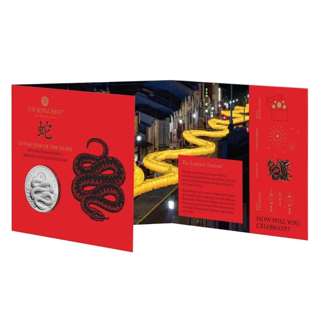 The Royal Mint Lunar Year of Snake 5 Pounds 2025 Issue the Royal Tudor Beast Unique and Rare