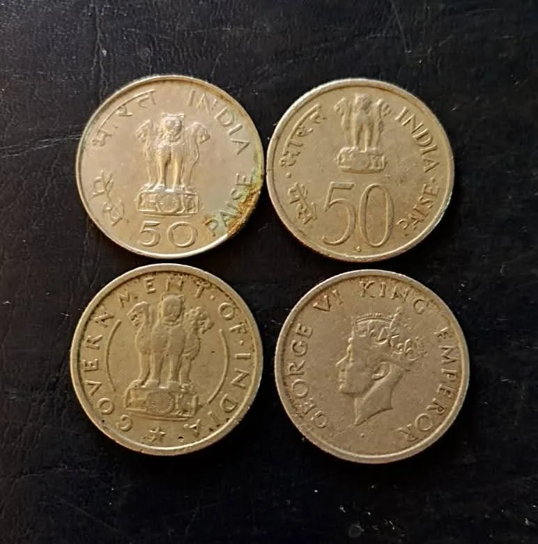 Collector Choice Item - 4 Different Coins of 50 Pasia Set of Republic and British India Coinage Similar Condtion Set Available
