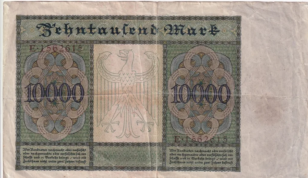 Germany 10 000 Mark Reichsbanknote rare Big size Note #b-2