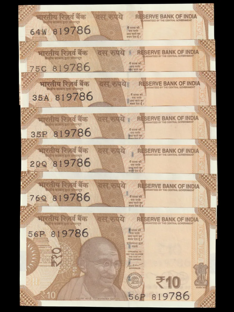 UNC 10 Rupee Fancy Number 786 Ending Note 7 Same Serial No Notes Collection Similar Number Available