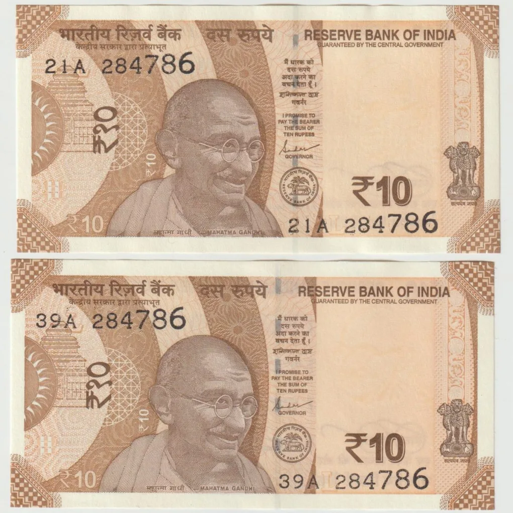 UNC 10 Rupee Fancy Number 786 Ending Note 2 Same Serial No Notes Collection Similar Number Available