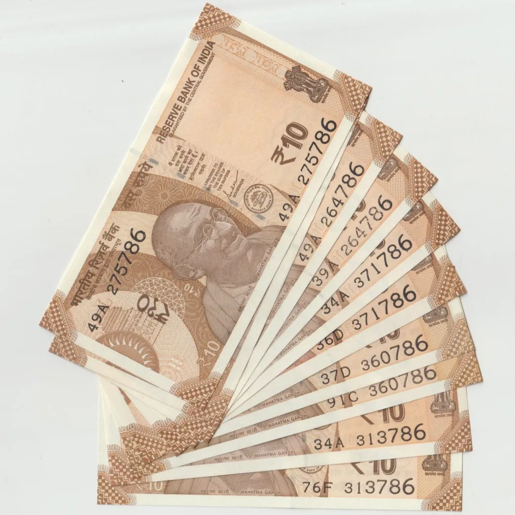 UNC 10 Rupee Fancy Number 786 Ending Note 2 Same Serial No Notes Collection Similar Number Available