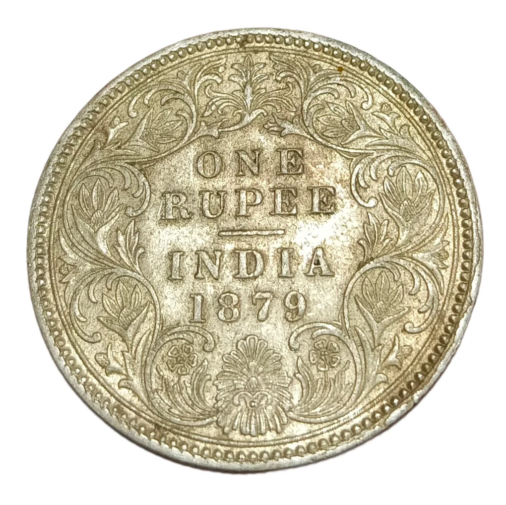 British India Silver Rupee Year 1879 Victoria Empress Calcutta Mint **Scare** High Collectable Grade.