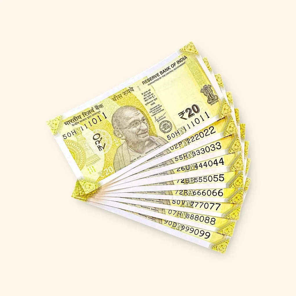 Rs 20 India Banknote Fancy Number Set 111011 till 999099 Gem Unc Very Unique and Rare