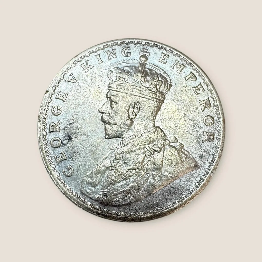 Re 1 British India King George V Rupee Silver year 1918 Unique and Rare
